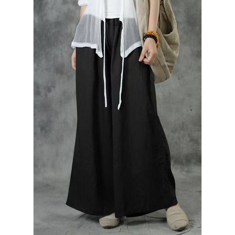 Wide Summer Plus Leg Size Pants Pockets Waist Elastic Khaki