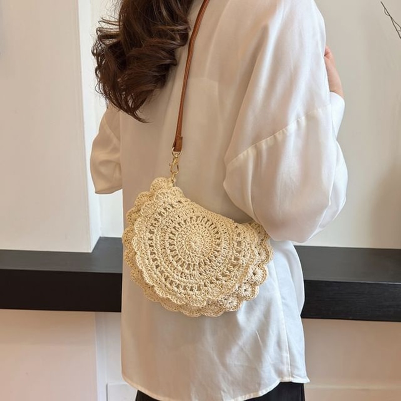 Bag Crossbody Crochet|Khaki|Off-White|One Size