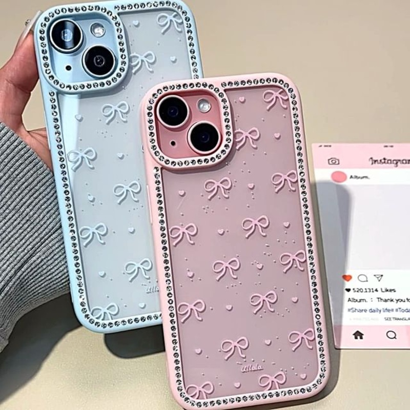 Rhinestone Case Phone Print Bow