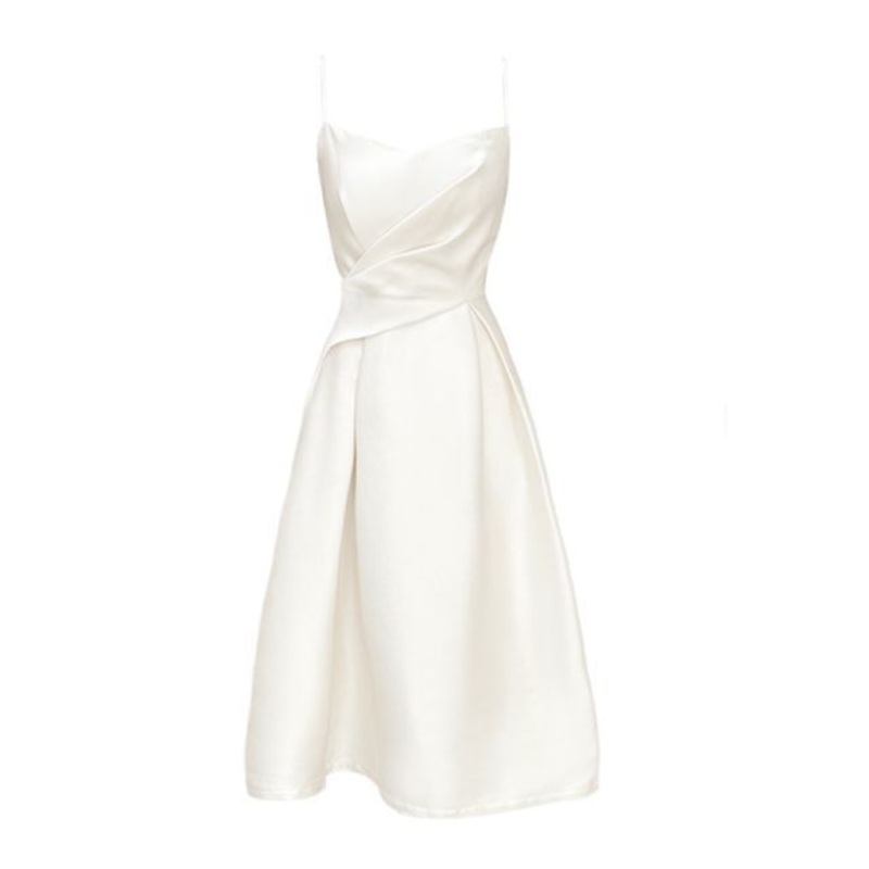 Slim-Fit Midi Plain Dress Strap Spaghetti
