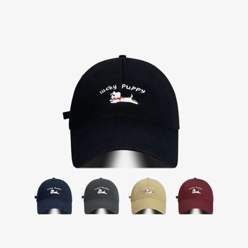 Embroidered Dog Baseball Cap|773 – Black|773 – Gray|773 – Khaki|773 – Navy Blue|773 – Wine Red|One Size