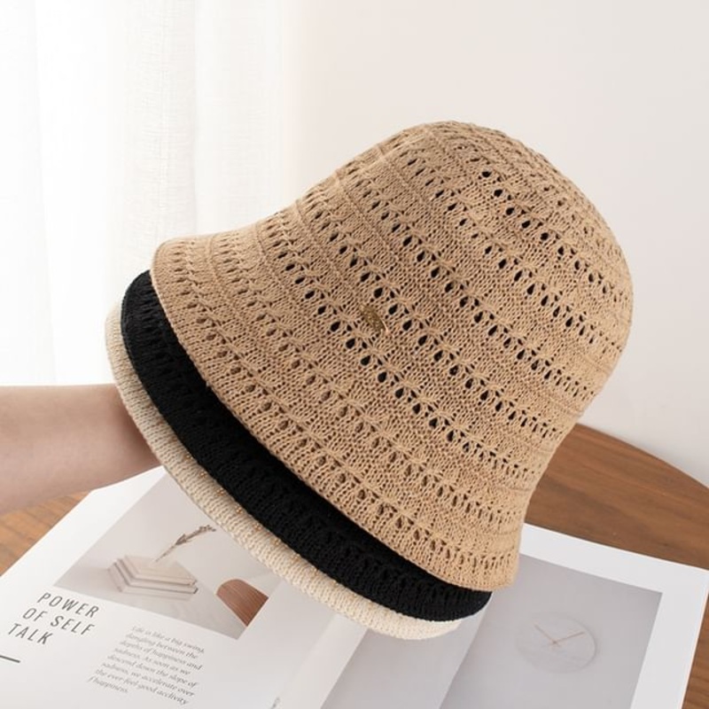Textured Cloche Plain Hat|Beige|Black|Khaki|One Size