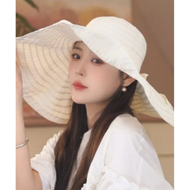 Breathable Large Summer Beige Hat Sun Brim