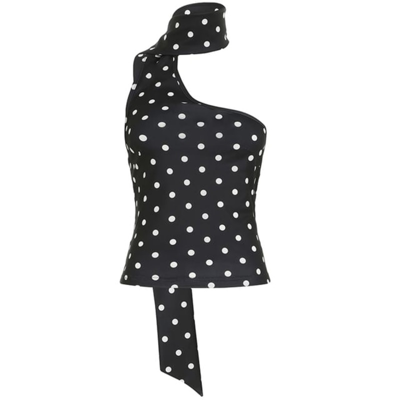 Dotted Halter Top|Black|White|S|M|L