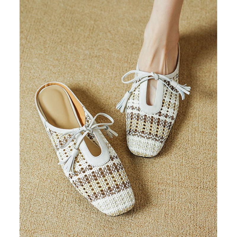 Minimally Sandals Lace Slide Splicing Breathable Up Casual Beige