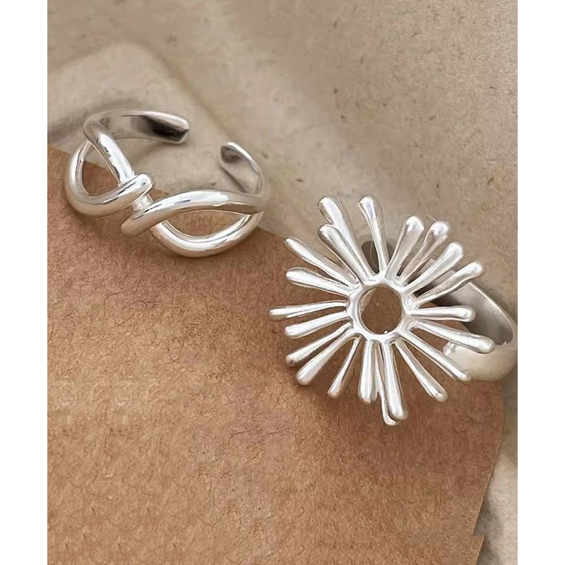 Out Asymmetrical Silk Rings Hollow Alloy Style Fireworks