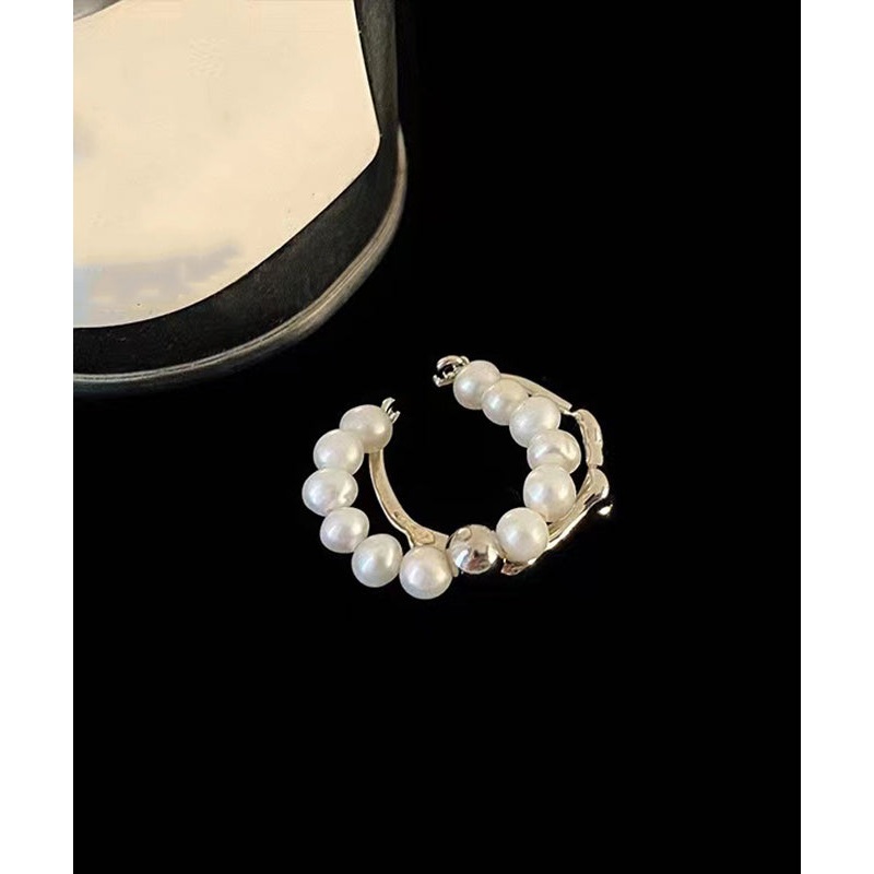 Pearl Metal Tassel Set Two-Piece Rings Fine