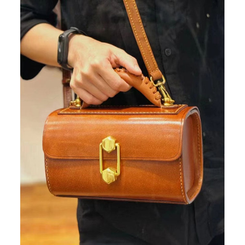 Style Brown Leather Fashion Versatile Calf Doctor Bag French
