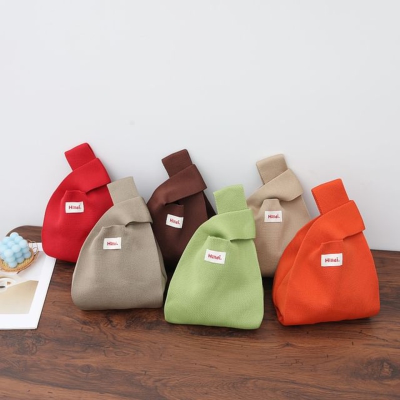 Tote Applique Lettering Bag Knit