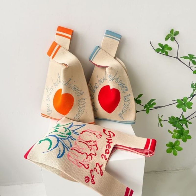 Tote Knit Bag Patterned|BX181 – Red|BX182 – Red & Blue|BX182 – Tangerine & Blue|One Size