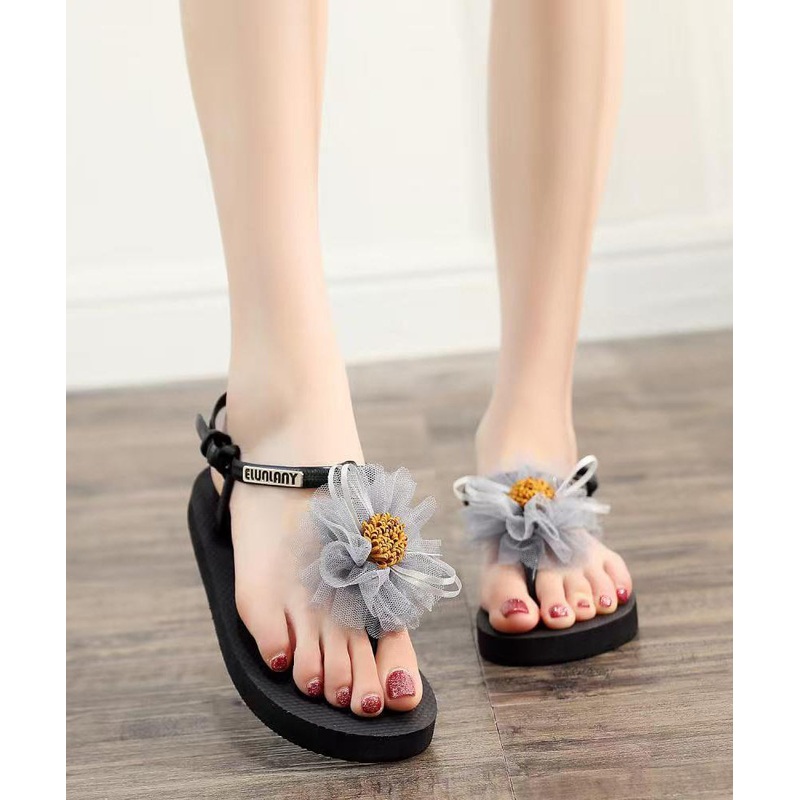 Vacation Flower Style Beach Flip Gray New 2025 Flops