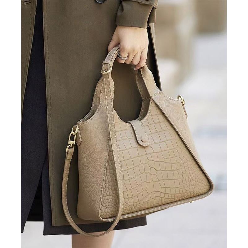 Women Calf Grey Tote Patchwork Leather Durable Bag