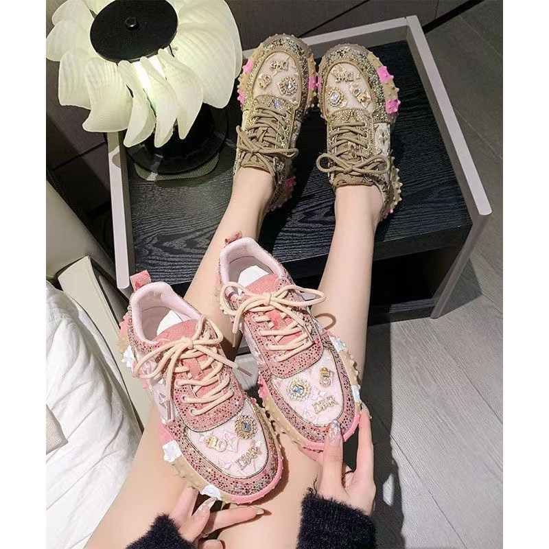 Zircon Pink Lace New Mesh Up Breathable Shoes Sports