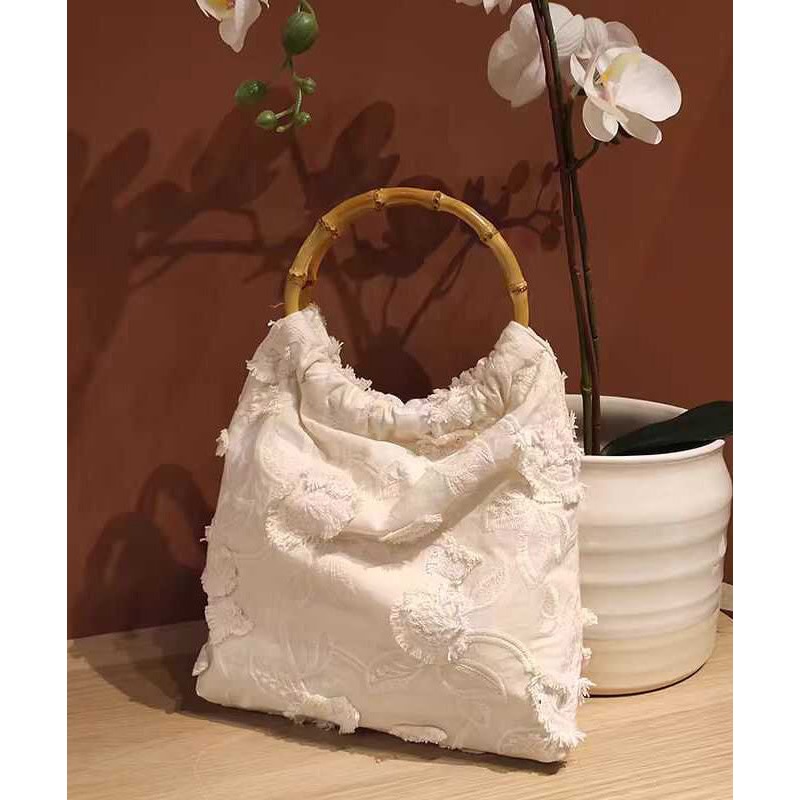 Bag Cotton New Embroidery Tassel Beige Chinese Style Tote