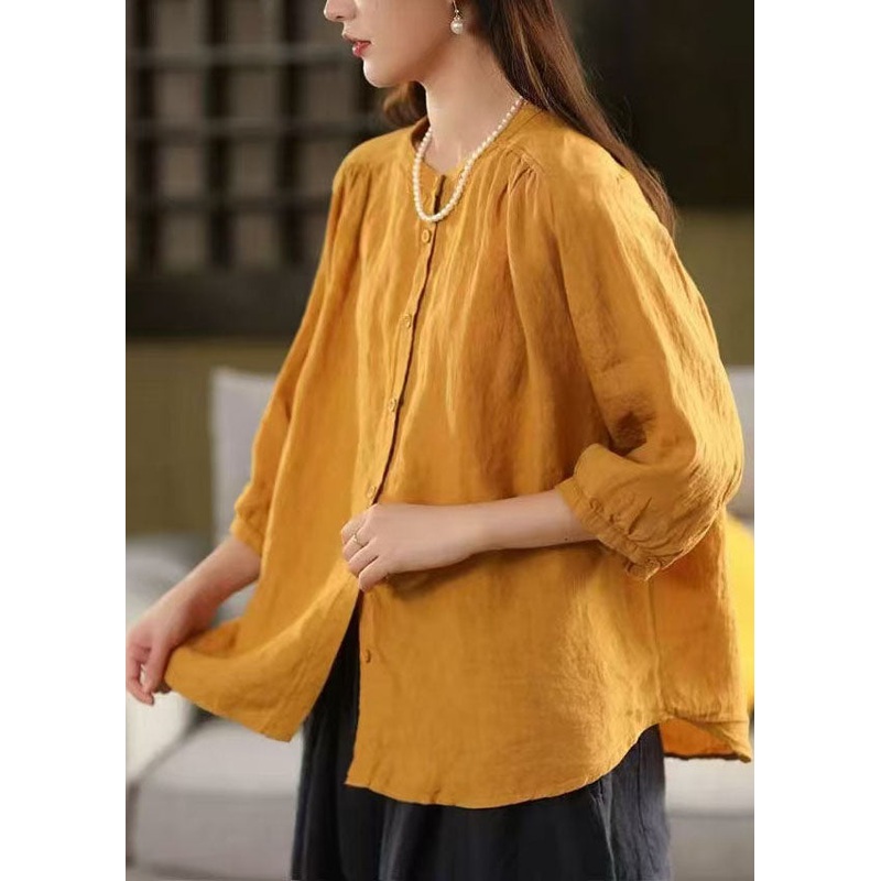 Bracelet Linen Oversized Handmade Yellow Sleeve Blouses