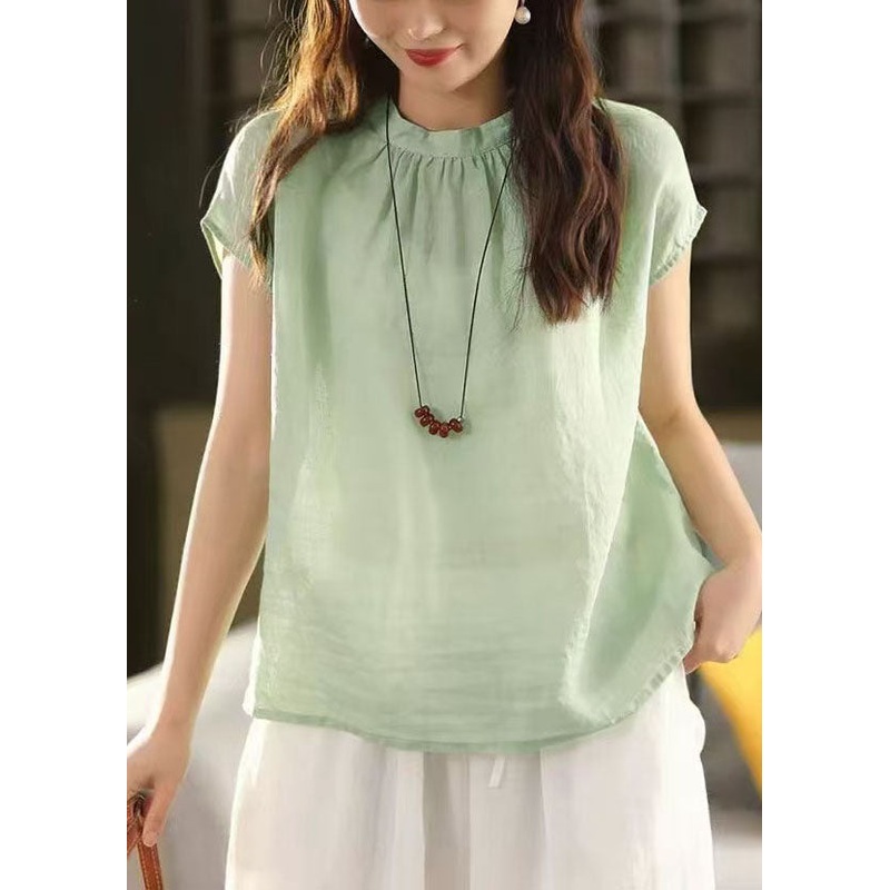 Green Light Tops Linen Oversized Summer Casual