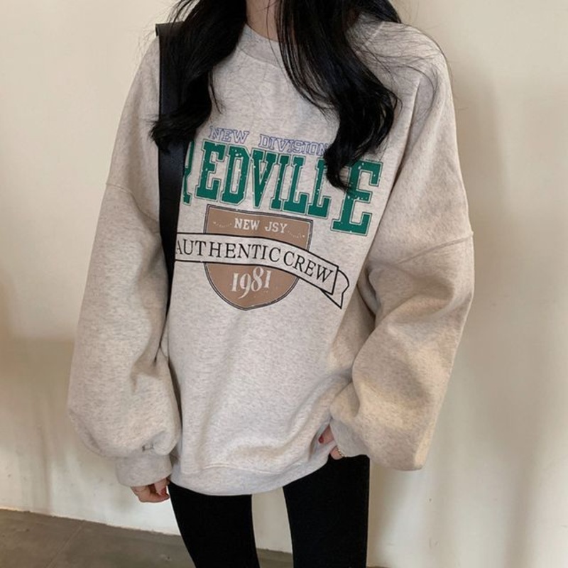 Oversized Crew Neck Lettering Sweatshirt