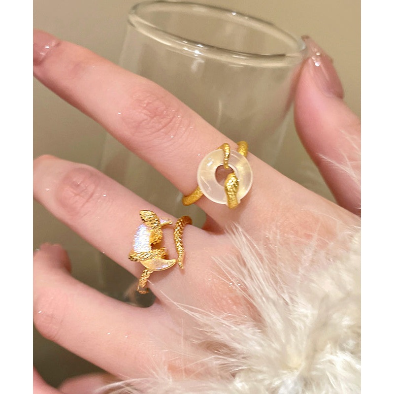Vintage Gold Serpentine Alloy Copper Buckles Rings Safety