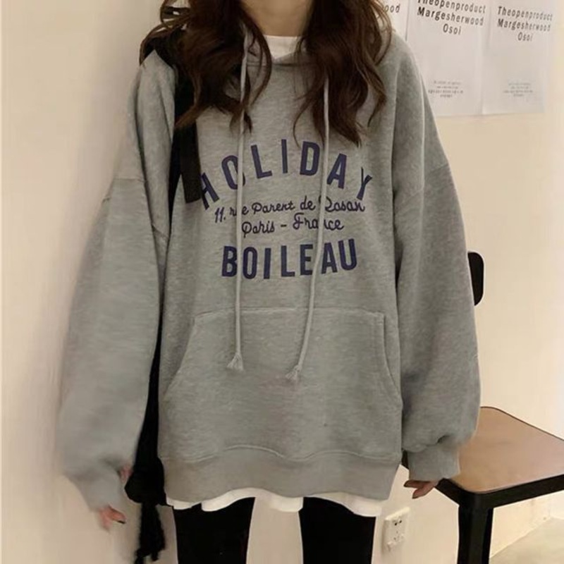 Oversized Hoodie Lettering|Gray|Navy Blue|Red|M|L|XL|2XL