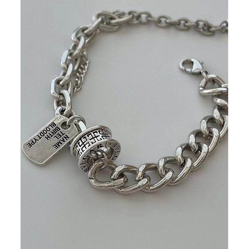 Steel Stainless Bracelet Brief Silk Graphic Chain Charm