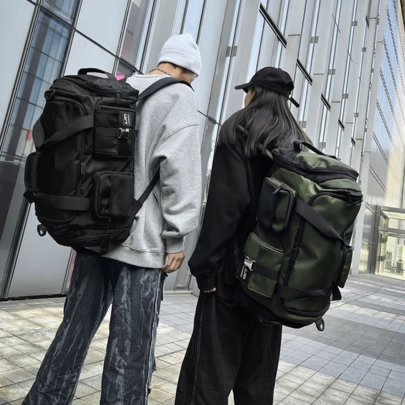 Two-Tone Nylon Carryall Bag|Black|Gray|Green|One Size