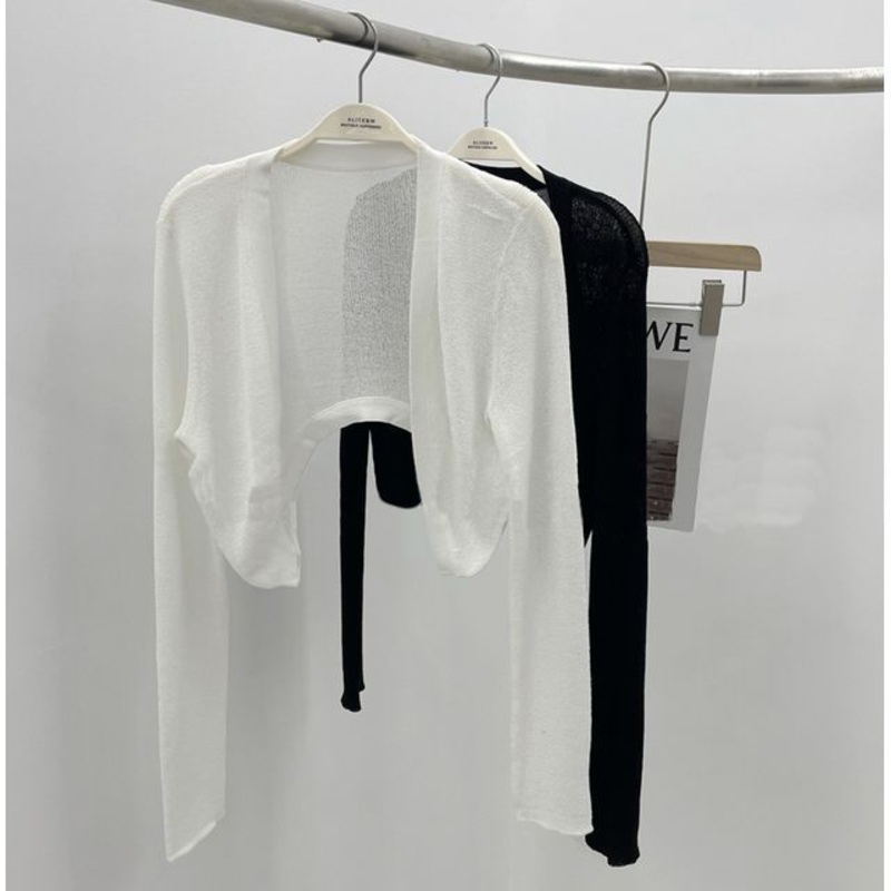 Plain Cardigan Bolero|Almond|Black|Green|Pink|White|Yellow|One Size