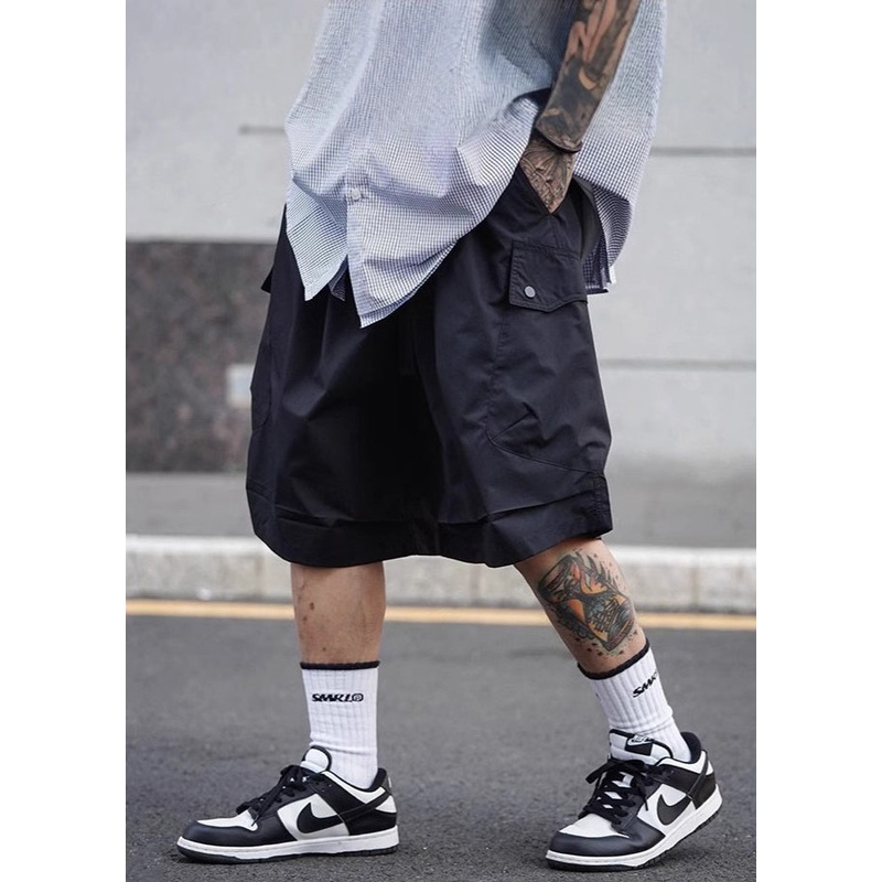 Black Summer Lace Solid Up Men Cotton Waist Elastic Shorts