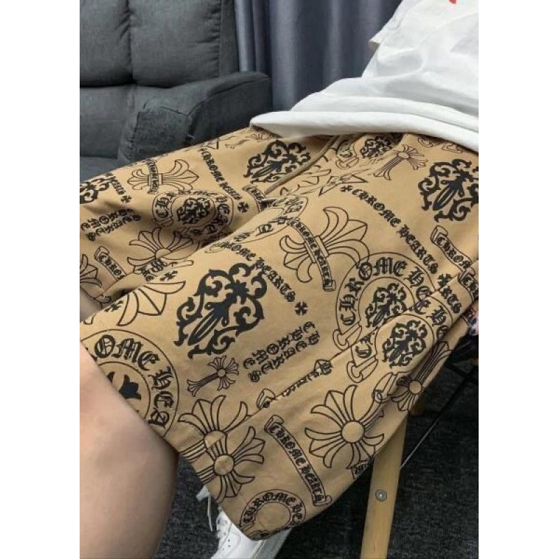Casual Shorts Waist Mens Cotton Khaki Elastic Print Summer