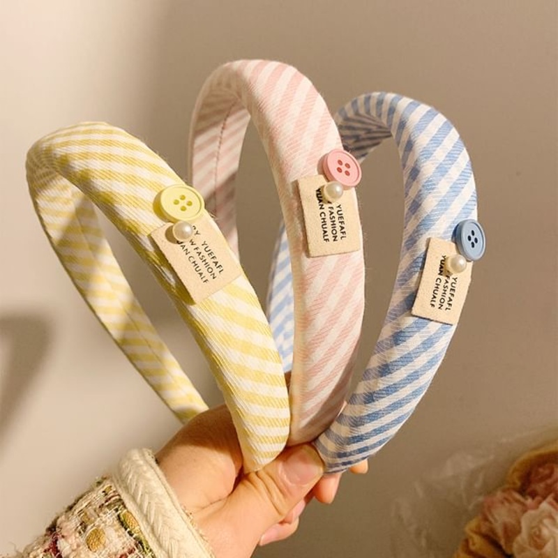 Striped Thick Headband|Blue|Pink|Yellow|One Size