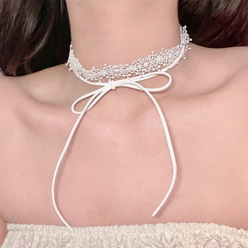 Lace Black Choker Necklace|Black|White|One Size
