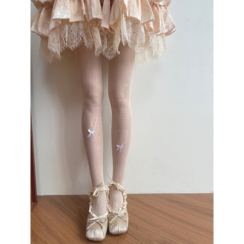 /Lace Nude Pattern Tights Hollow-out Socks Trim Butterfly