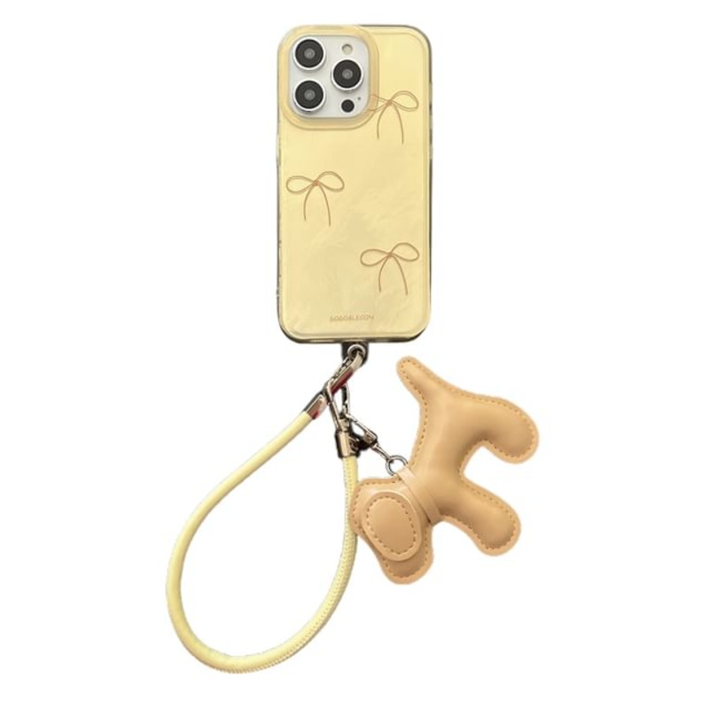 Strap Bow Phone Charm Dog Case with