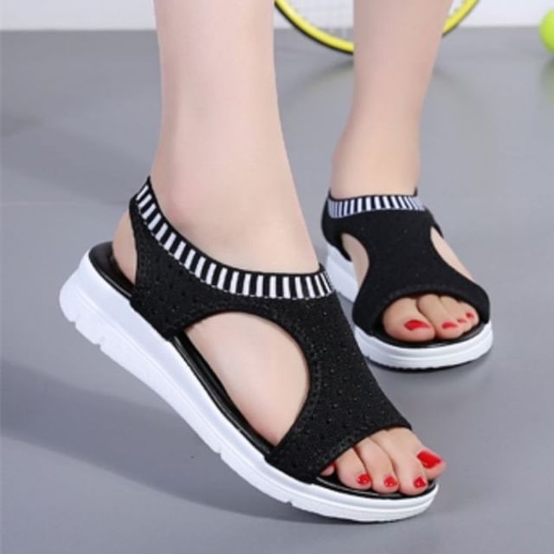 Contrast Trim Sandals Cutout|Black|White|35|36|37|38|39|40|41|42