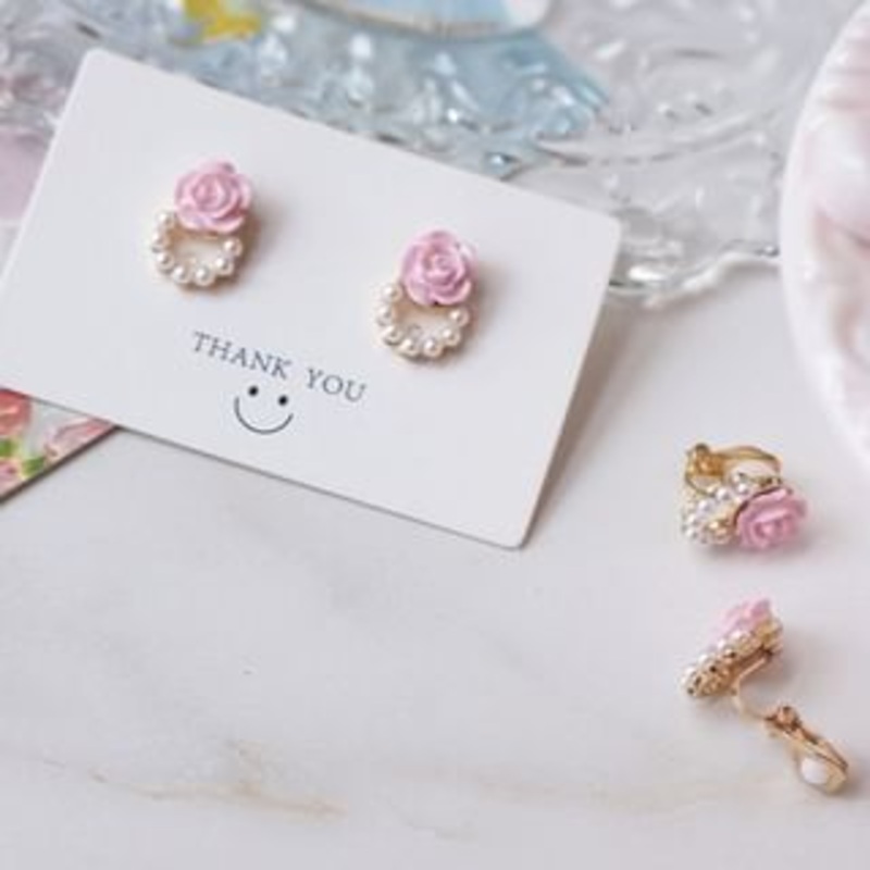 Earring Floral Pearl Faux Stud Alloy