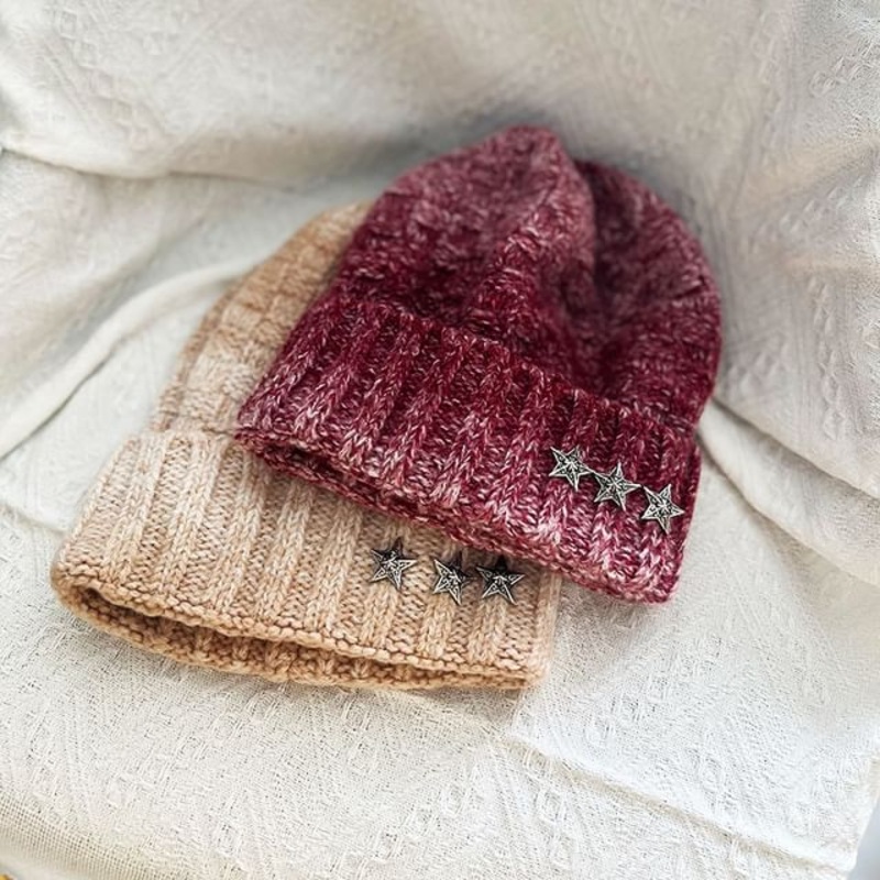 Star Beanie Melange|Beige|Black|Coffee|Red|One Size