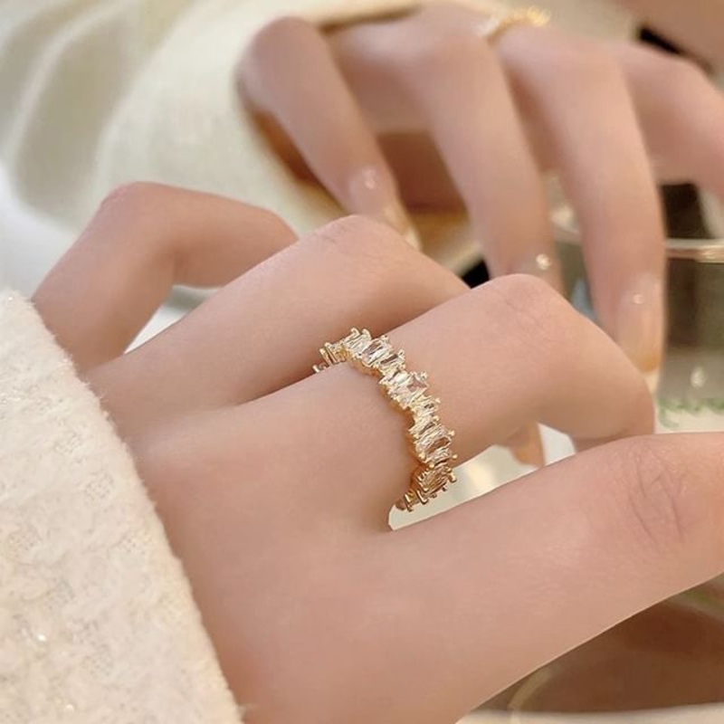 Rhinestone Alloy Ring Open