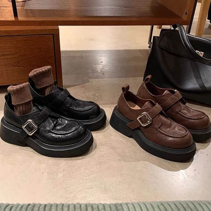 Buckled Shoes Platform|P1048 – Black|P1048 – Brown|34|35|36|37|38|39|40