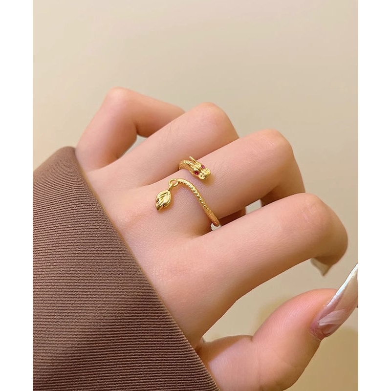 Copper Shaped Open Gold Style Dragon Chinese Overgild Rings