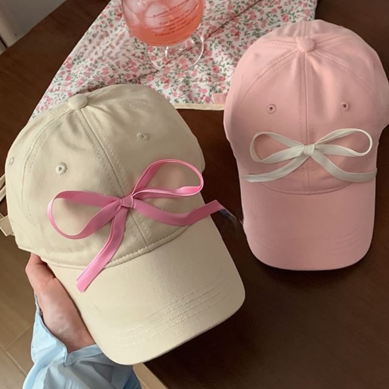 Cap Baseball Bow|Black|Off-White|Pink|One Size