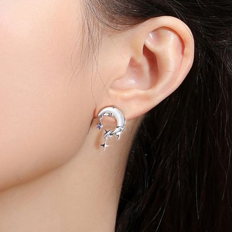 / Moon Rhinestone Cuff Star Earring Ear Drop Alloy