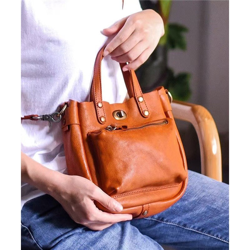 Unique Bag Durable Orange CrossBody Leather Solid Micro