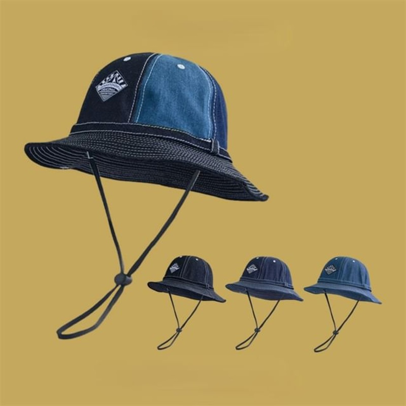 Applique Hat Denim Contrast Bucket Stitching