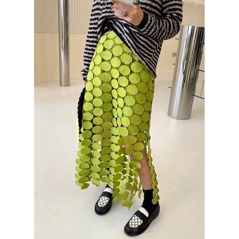 Design Out Summer High Skirt Cotton Waist Green Original Hollow