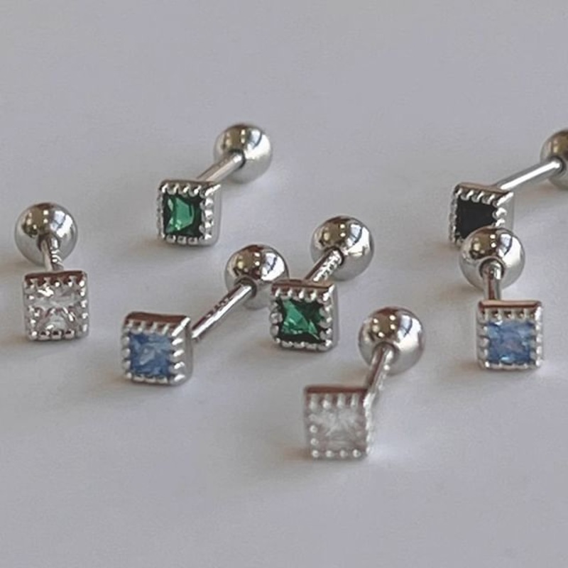 Ear Rhinestone Stud|1 Pair – Rhinestone – Black|1 Pair – Rhinestone – Blue|1 Pair – Rhinestone – Green|1 Pair – Rhinestone – White|One Size