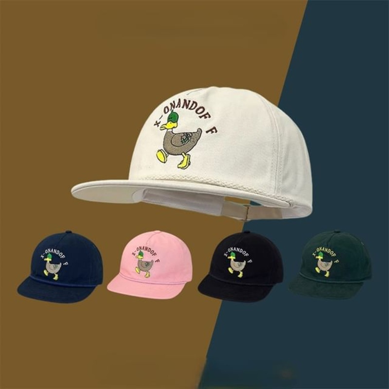 Embroidered Baseball Duck Cap|N512 – Beige|N512 – Black|N512 – Blue|N512 – Green|N512 – Pink|One Size
