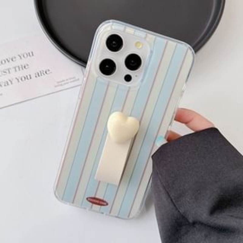Striped Finger Strap Case Phone