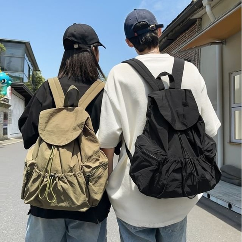 Nylon Drawstring Backpack Plain Unisex
