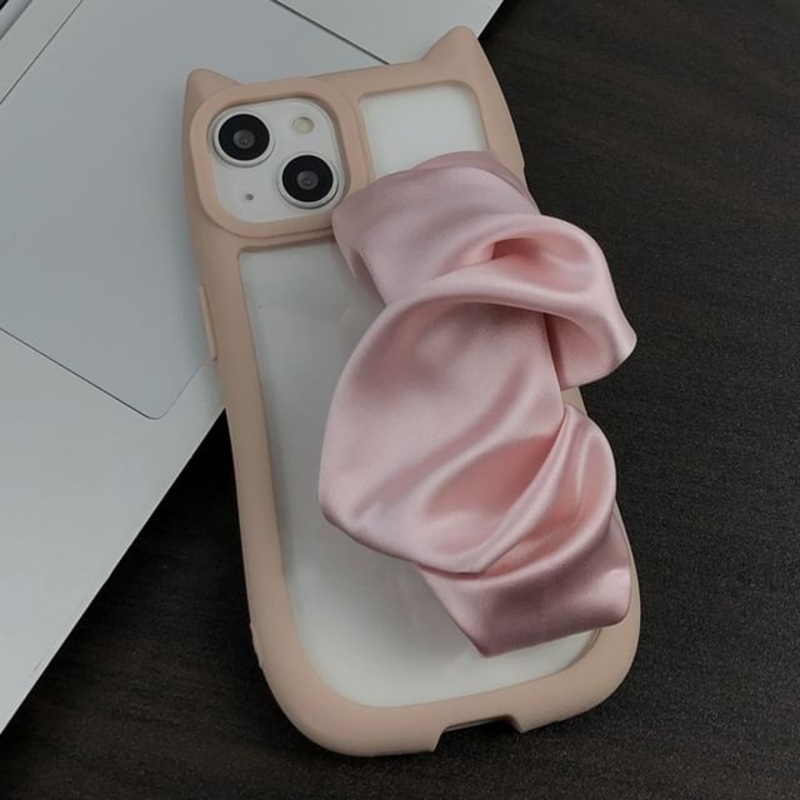 Phone Scrunchie Cat Ear Case|Pink & Beige|IPHONE 11|IPHONE 12|IPHONE 12 PRO|IPHONE 12 PRO MAX|IPHONE 13|IPHONE 13 PRO|IPHONE 13 PRO MAX|IPHONE 14|IPHONE 14 PRO|IPHONE 14 PRO MAX|IPHONE 15|IPHONE 15 PRO|IPHONE 15 PRO MAX