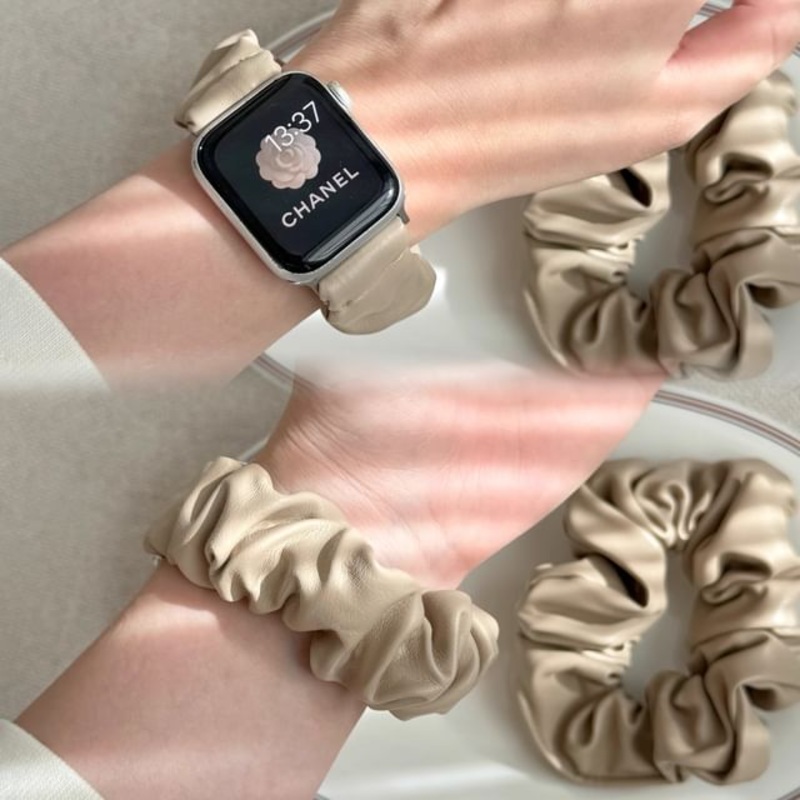 Watch Faux Apple Band Shirred Leather