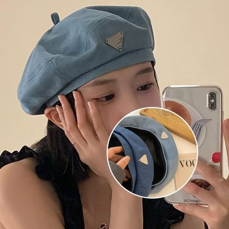 Beret Denim Plain Panel|Dark Denim Blue|Light Denim Blue|One Size